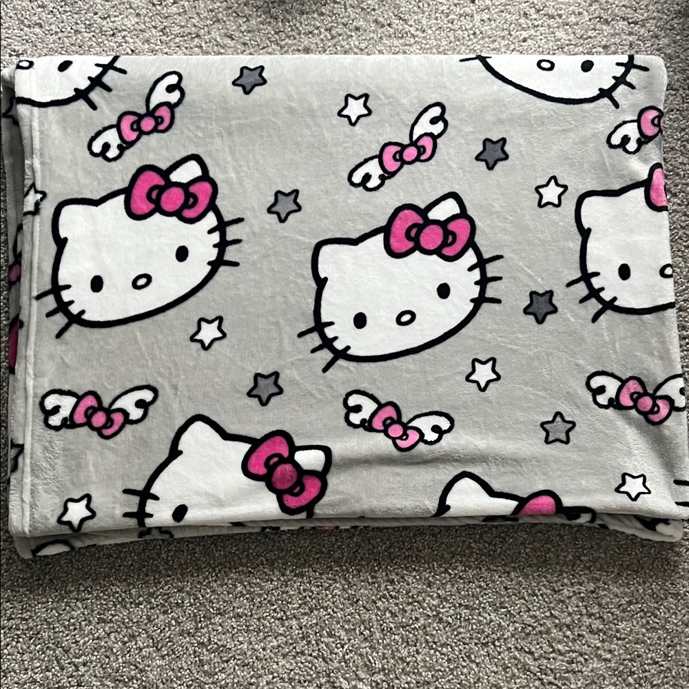 Sanrio Hello Kitty Star Gray and Pink Blanket